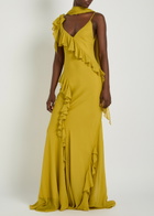 DE LA Vali Mayara Scar-effect Ruffled Chiffon Gown Yellow