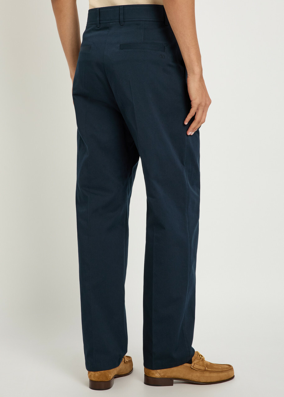 Valentino Garavani Logo-embroidered Twill Chino Trousers Navy