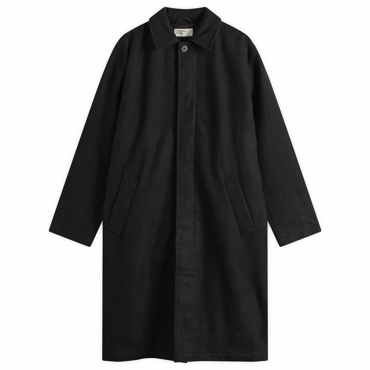 Universal Works Men's Mowbray Mac Coat in Black