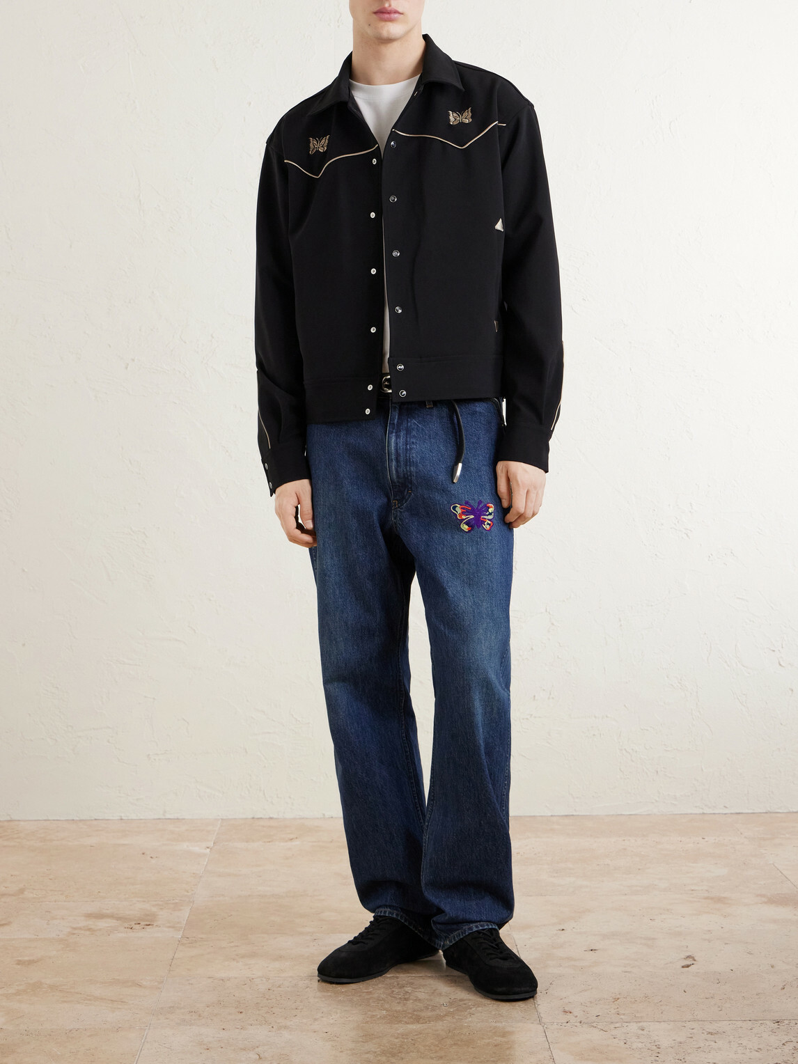 Needles - Piping Cowboy Logo-Embroidered Woven Jacket - Black