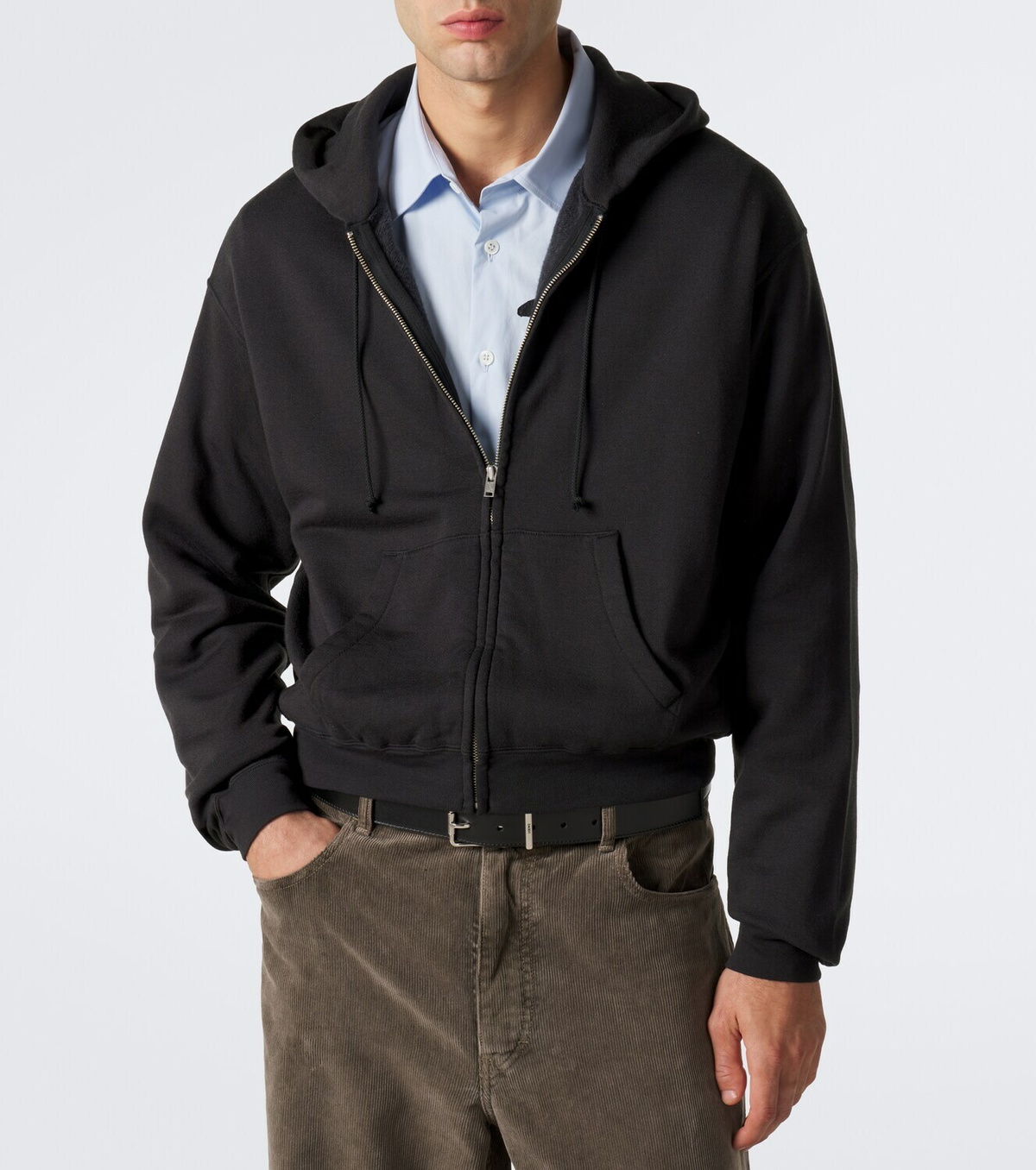 Auralee Cotton, wool, and silk zip-up hoodie
