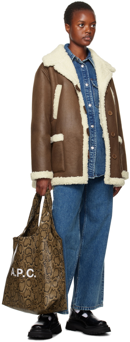 A.P.C. Brown Clara Faux-Leather Coat