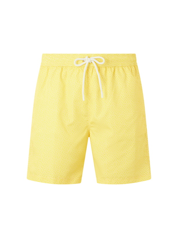 Photo: Anderson & Sheppard - Straight-Leg Mid-Length Printed Swim Shorts - Yellow