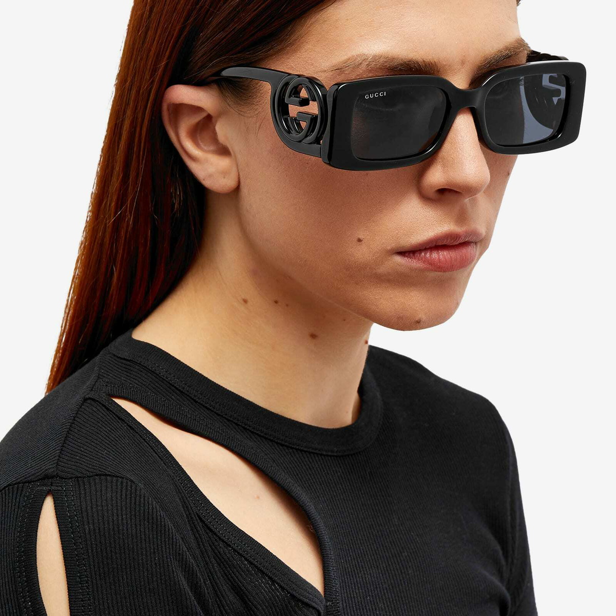 Gucci GG1325S Black Rectangular Sunglasses