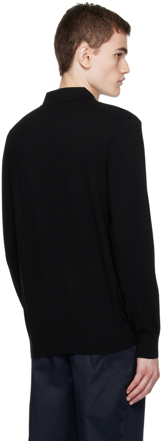 Goris Long-Sleeve Polo Shirt Anemone Black - Theory Men