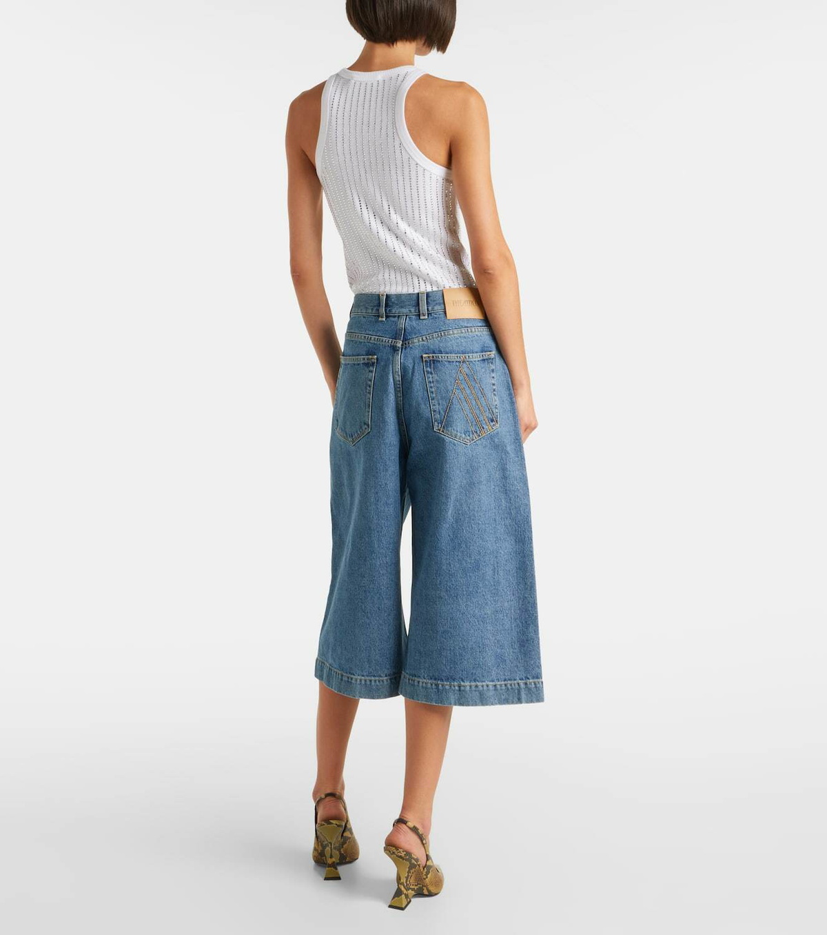 The Attico Denim wide-leg Bermuda shorts
