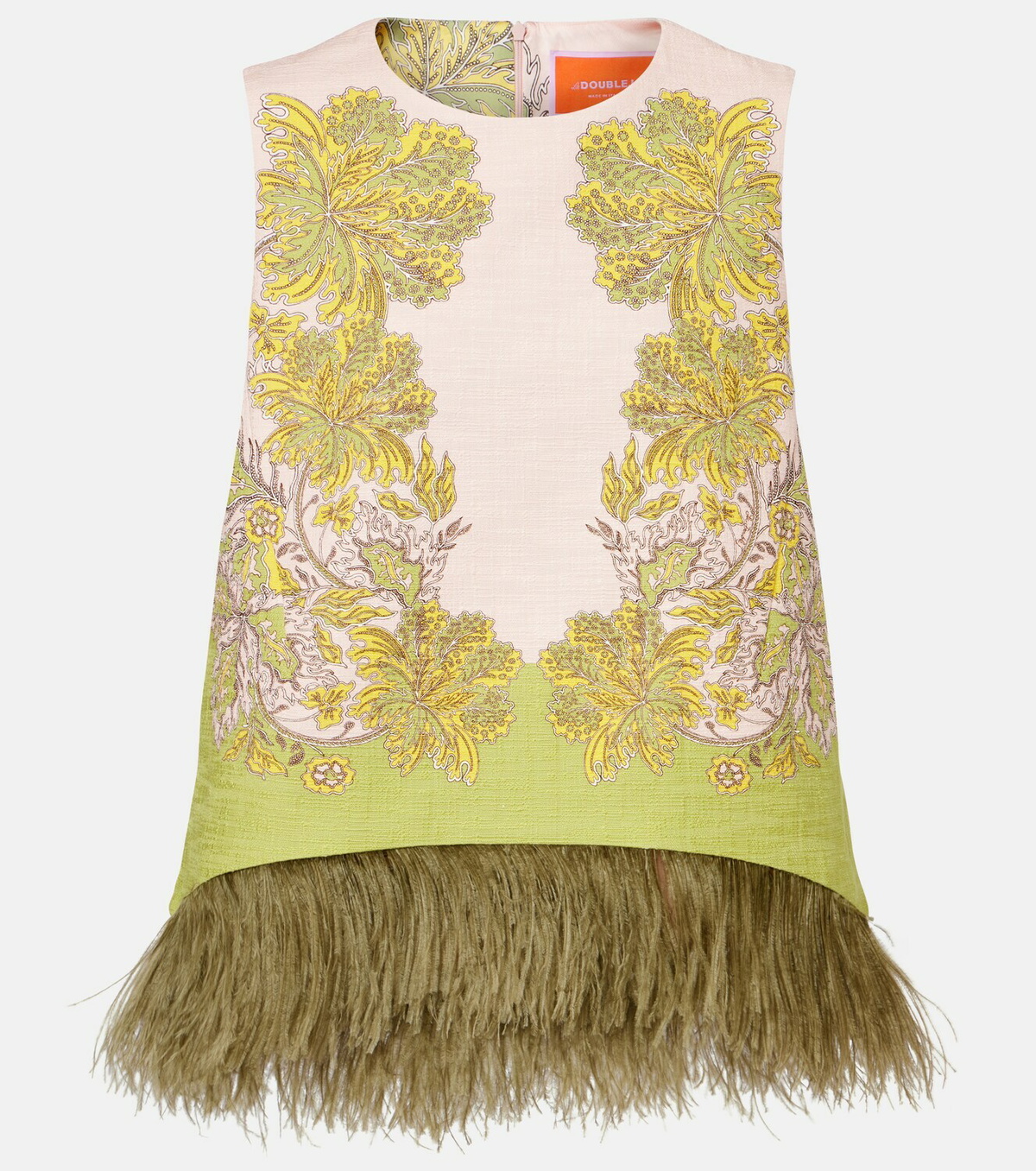 La DoubleJ La Scala feather-trimmed cotton top