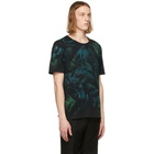 Saint Laurent Black and Green Tie-Dye Rive Gauche Logo T-Shirt