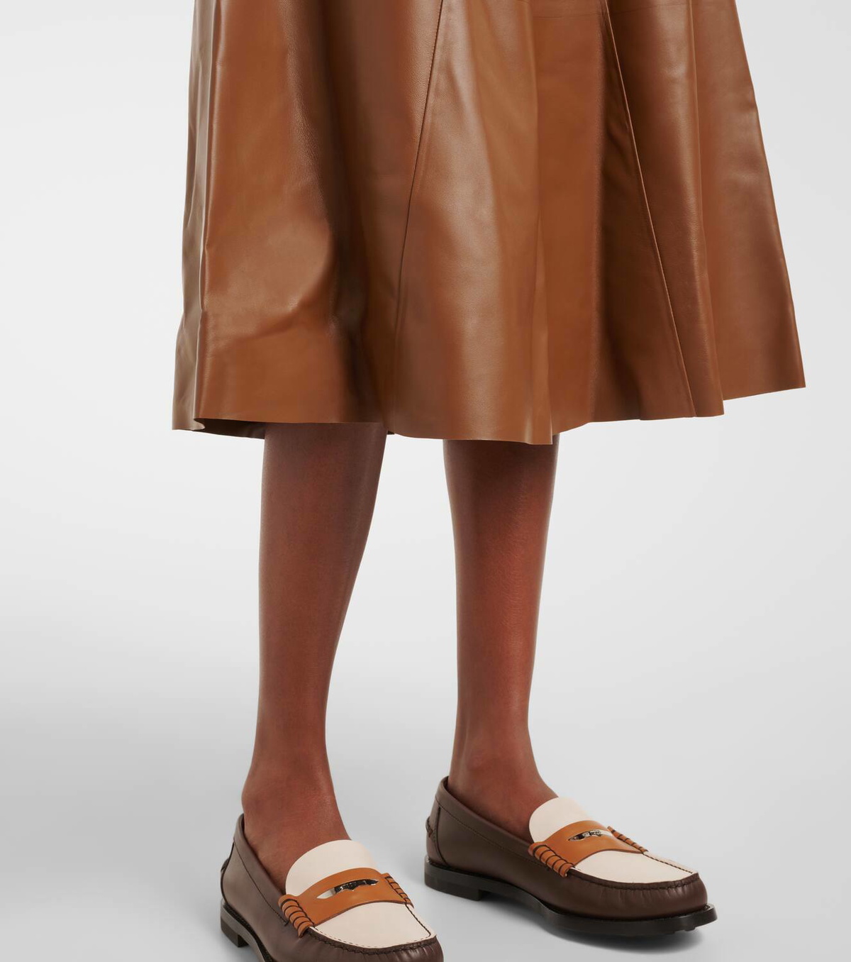 Fforme Selina leather midi skirt