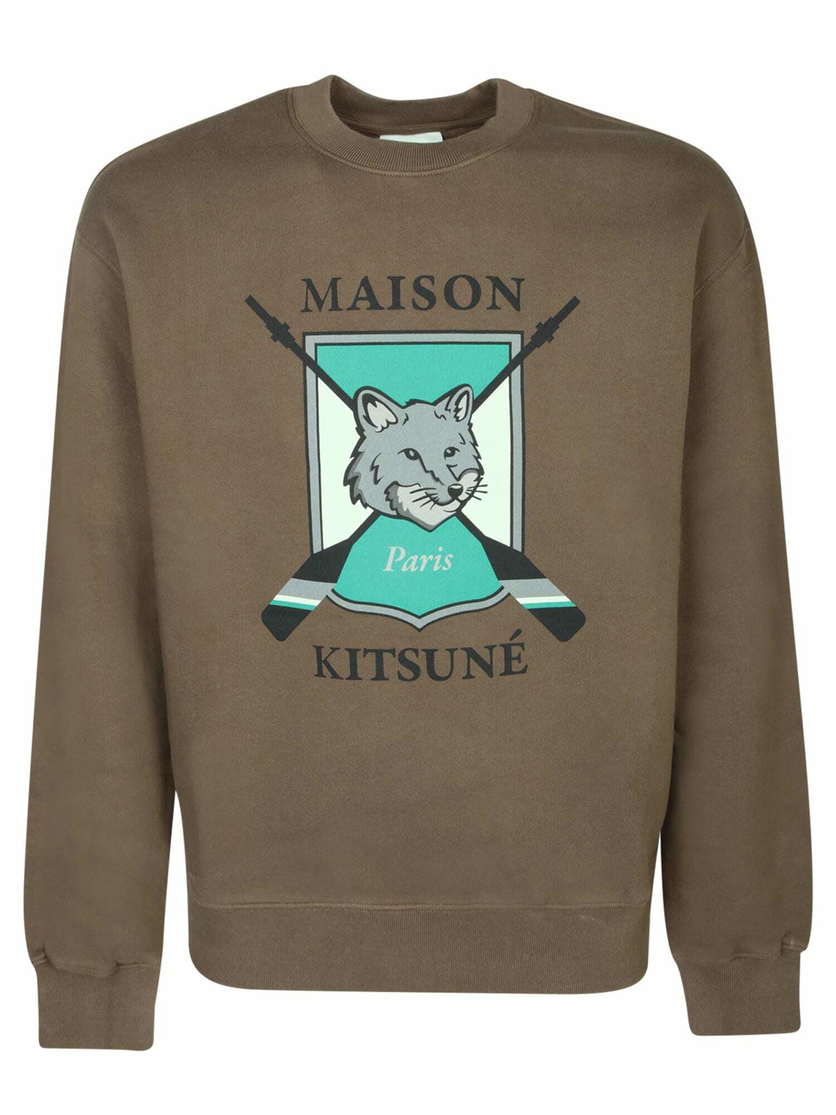 MAISON KITSUNE トレーナー COLLEGE FOX PRINTED Maison Kitsuné College Print Fox Sweatshirt Khaki Maison Kitsune