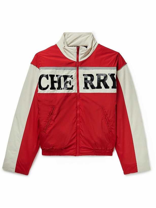 Photo: CHERRY LA - Pit Crew Logo-Print Padded Shell Jacket - Red