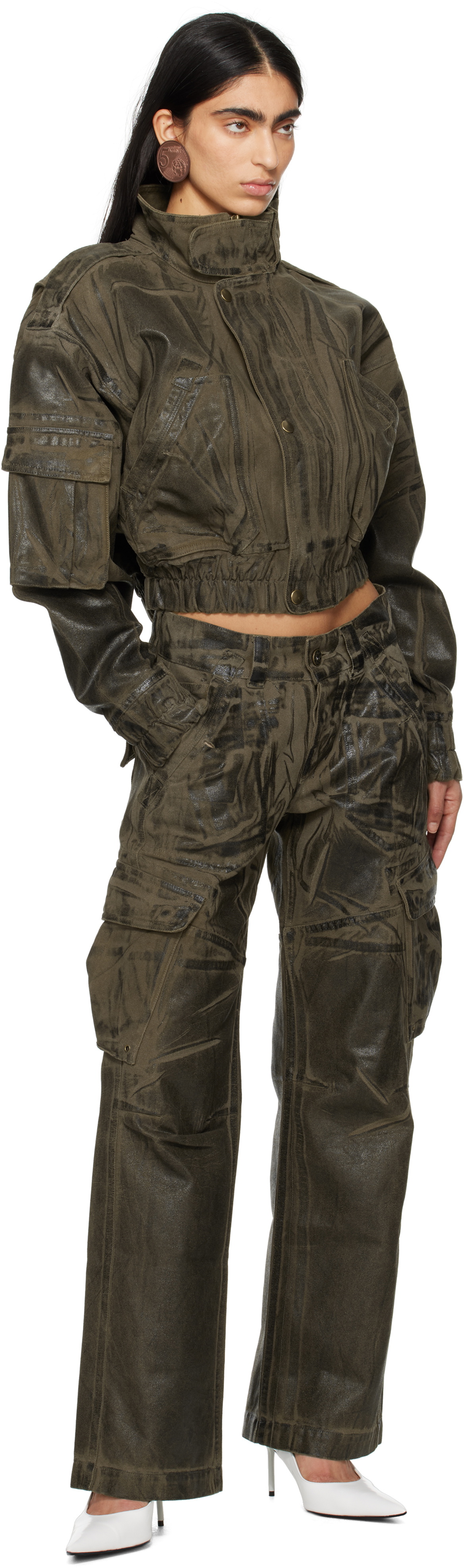 VAQUERA Khaki Painted Workwear Bomber Jacket