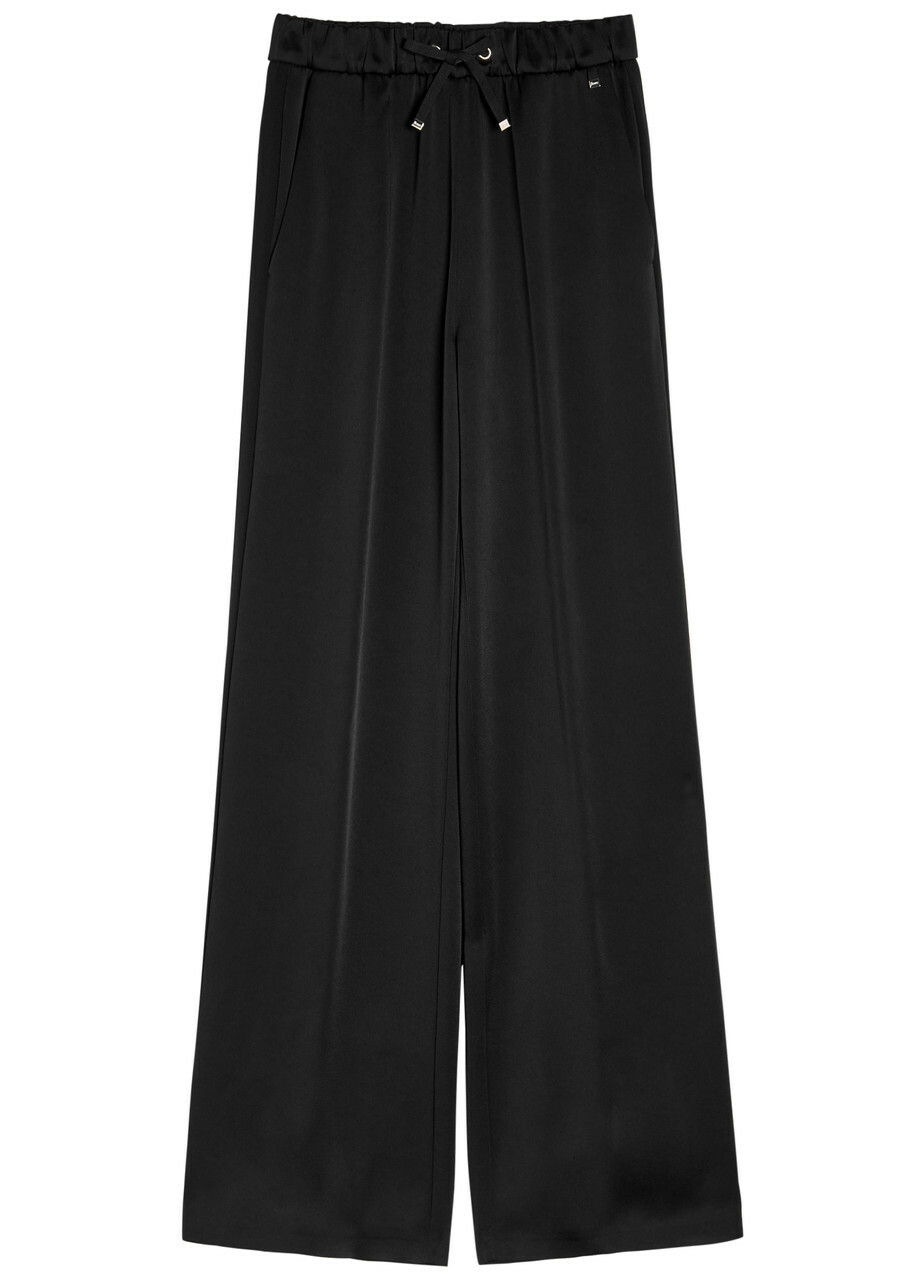 Herno Wide-leg Crepe de Chine Trousers Black