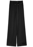 Herno Wide-leg Crepe de Chine Trousers Black