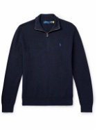Polo Ralph Lauren - Logo-Embroidered Honeycomb-Knit Cotton Half-Zip Sweater - Blue