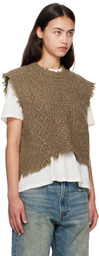 R13 Brown Wool Boyfriend Cable Sweater Vest