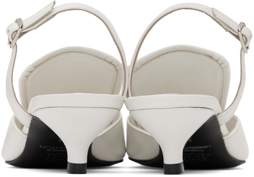 Pushbutton White Lace-Up Heels