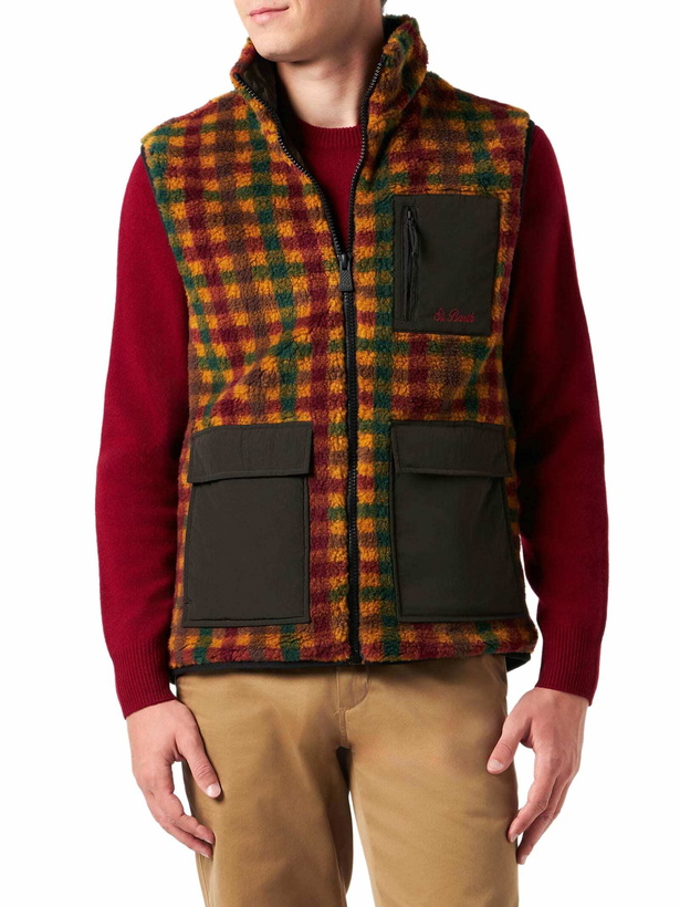 Photo: MC2 Saint Barth Man Check Sherpa Vest Jacket With Patch Pockets