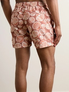 Frescobol Carioca - Straight-Leg Mid-Length Printed Recycled Swim Shorts - Orange