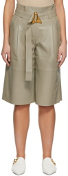 Aeron Khaki Leather Carson Shorts