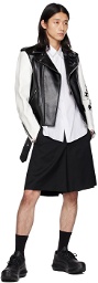 Black Comme des Garçons Black & White Paneled Faux-Leather Jacket