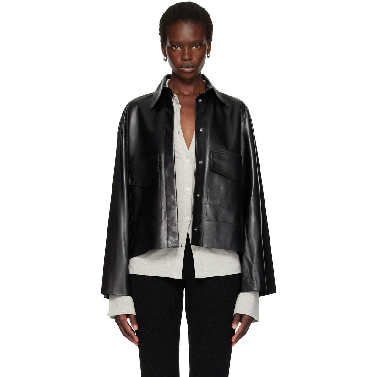 Nour Hammour Black Darcy Leather Jacket