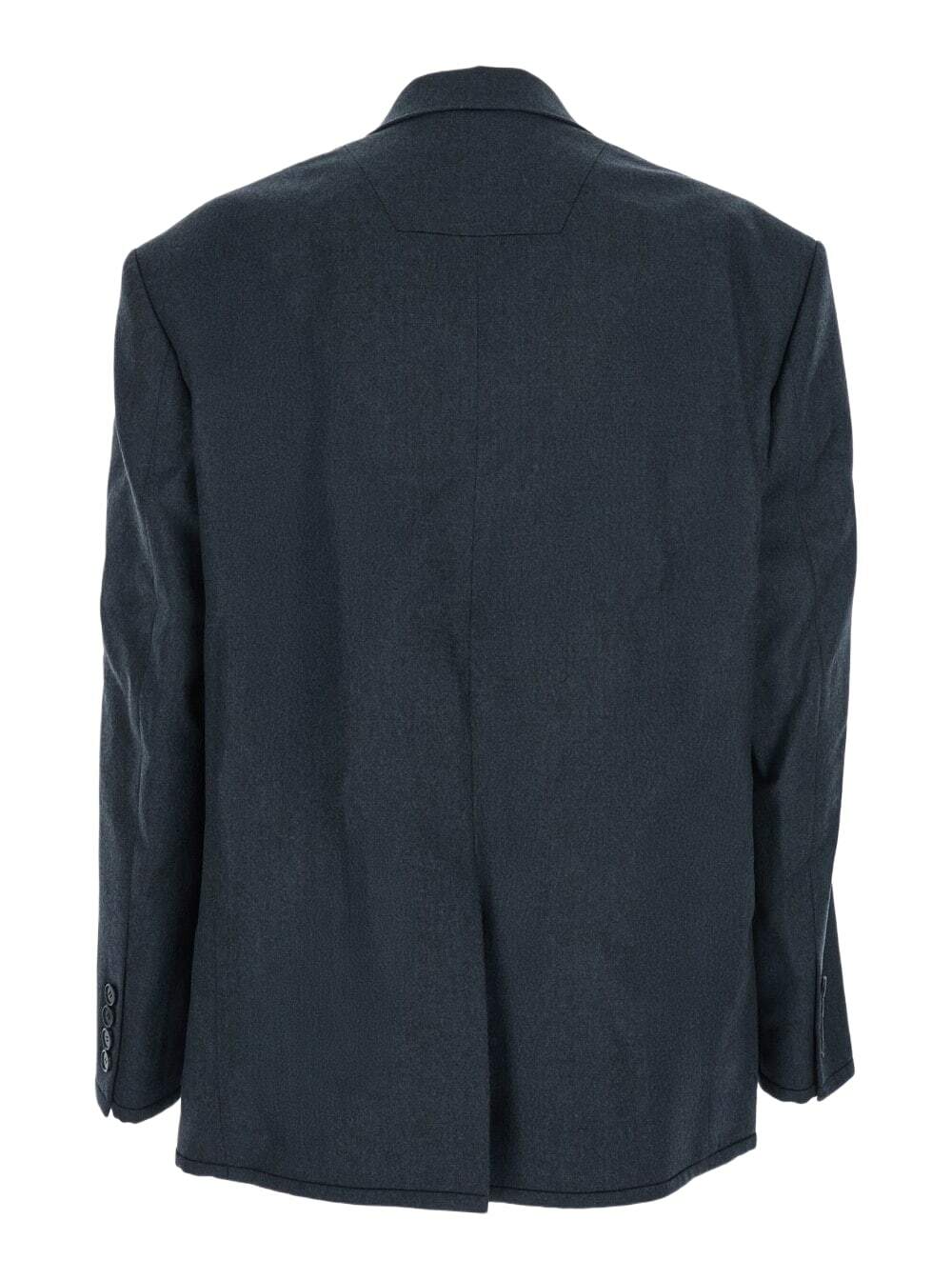 Juun.J Grey Double-breasted Jacket With Peaked Revers And Patch Pockets On Front In Wool Man