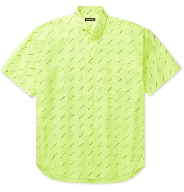 Photo: Balenciaga - Oversized Logo-Print Cotton-Poplin Shirt - Yellow