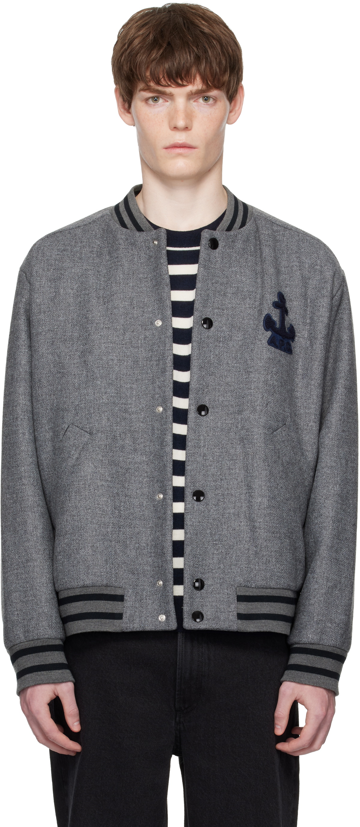 A.P.C. Gray Micka Bomber Jacket