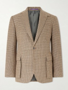 Ralph Lauren Purple label - Kent Suede-Trimmed Checked Linen and Wool-Blend Blazer - Brown