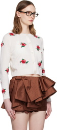 SHUSHU/TONG White Threadwork Knit Cardigan
