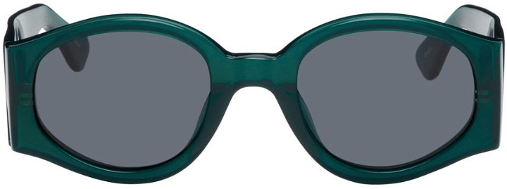 Photo: Dries Van Noten Green Linda Farrow Edition Round Sunglasses