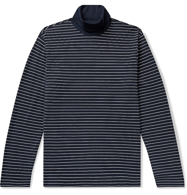 Photo: CLUB MONACO - Striped Cotton-Blend Rollneck Sweater - Blue