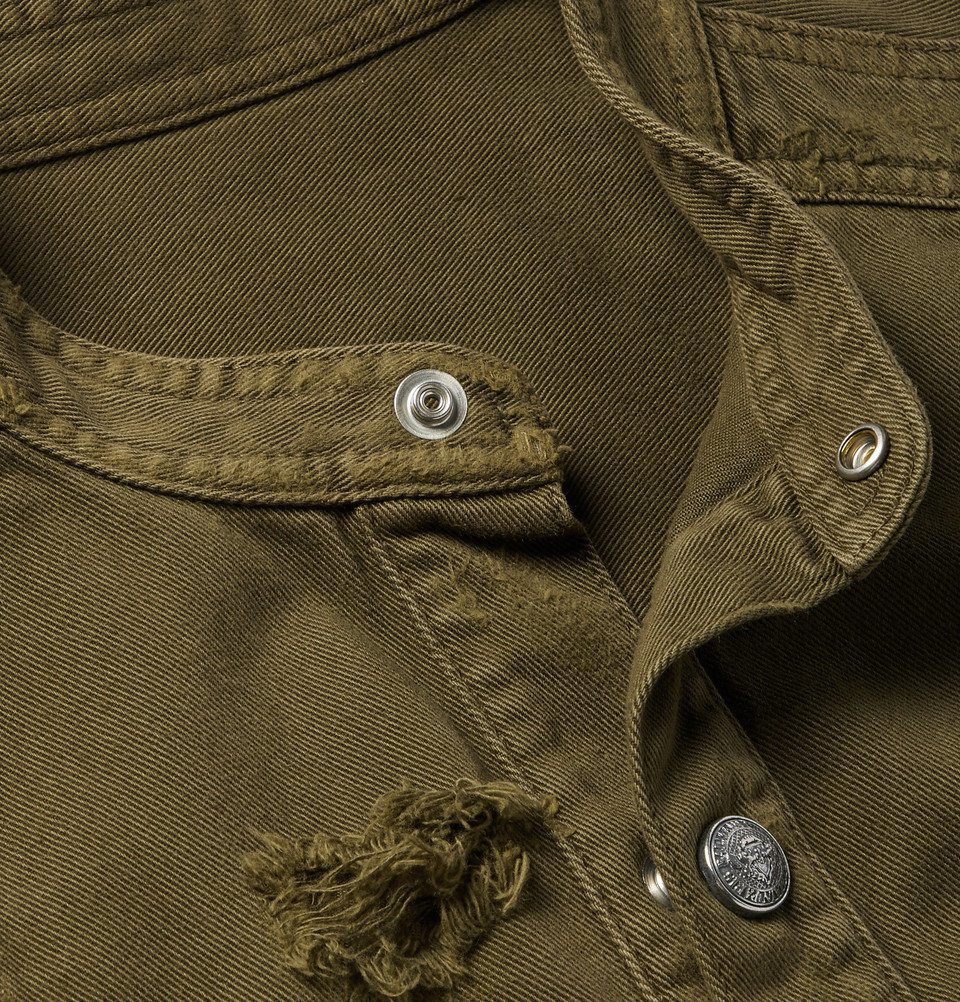 Balmain - Grandad-Collar Denim Shirt Jacket - - Army green Balmain