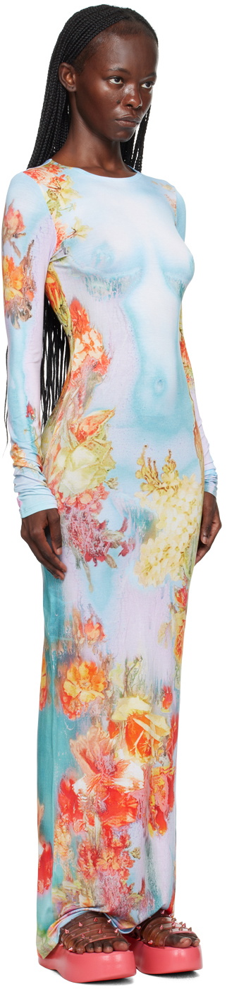 Jean Paul Gaultier Blue 'The Body Flower' Maxi Dress