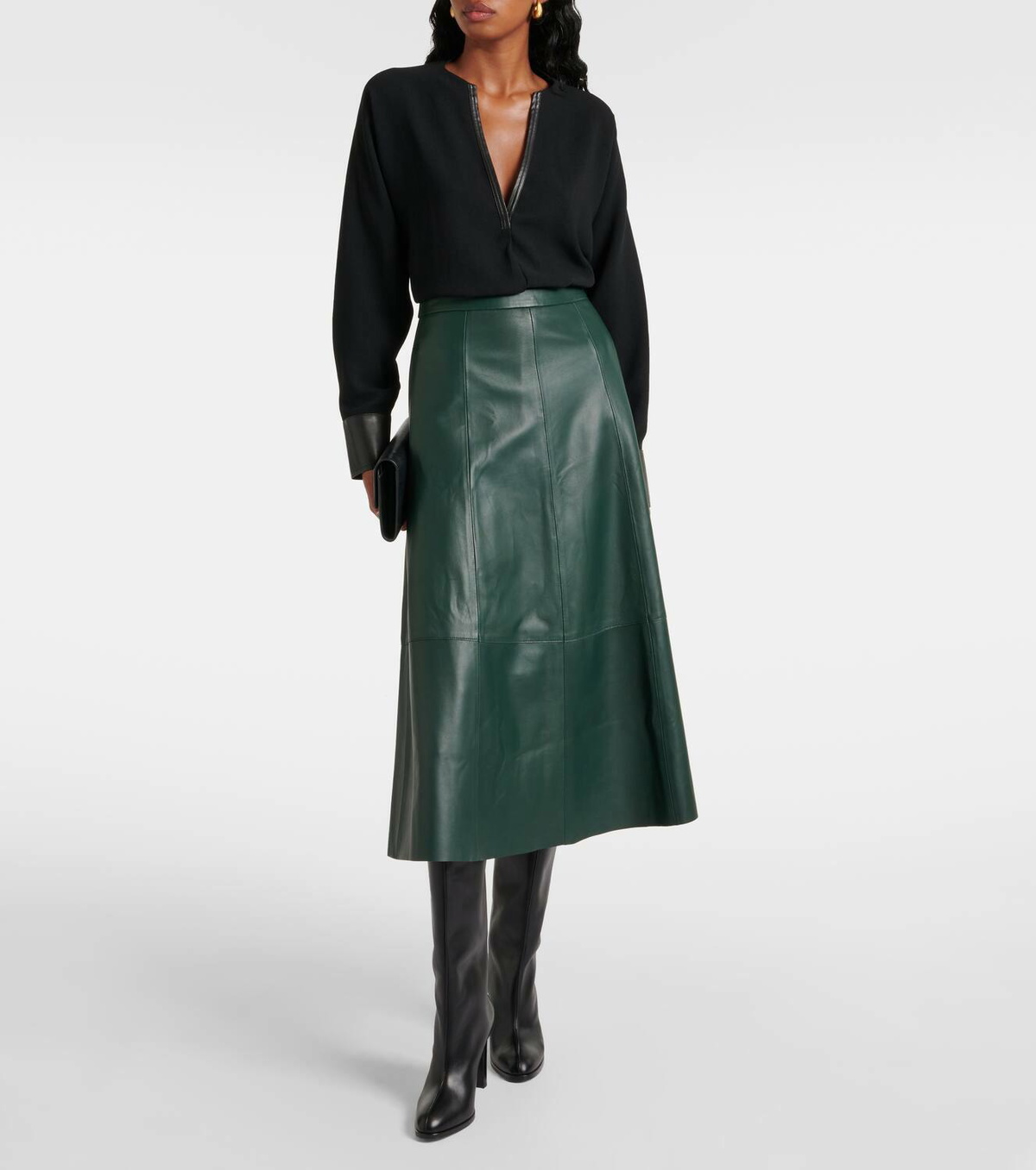 Viola Women's Leather Midi Skirt - Cognac main image 1