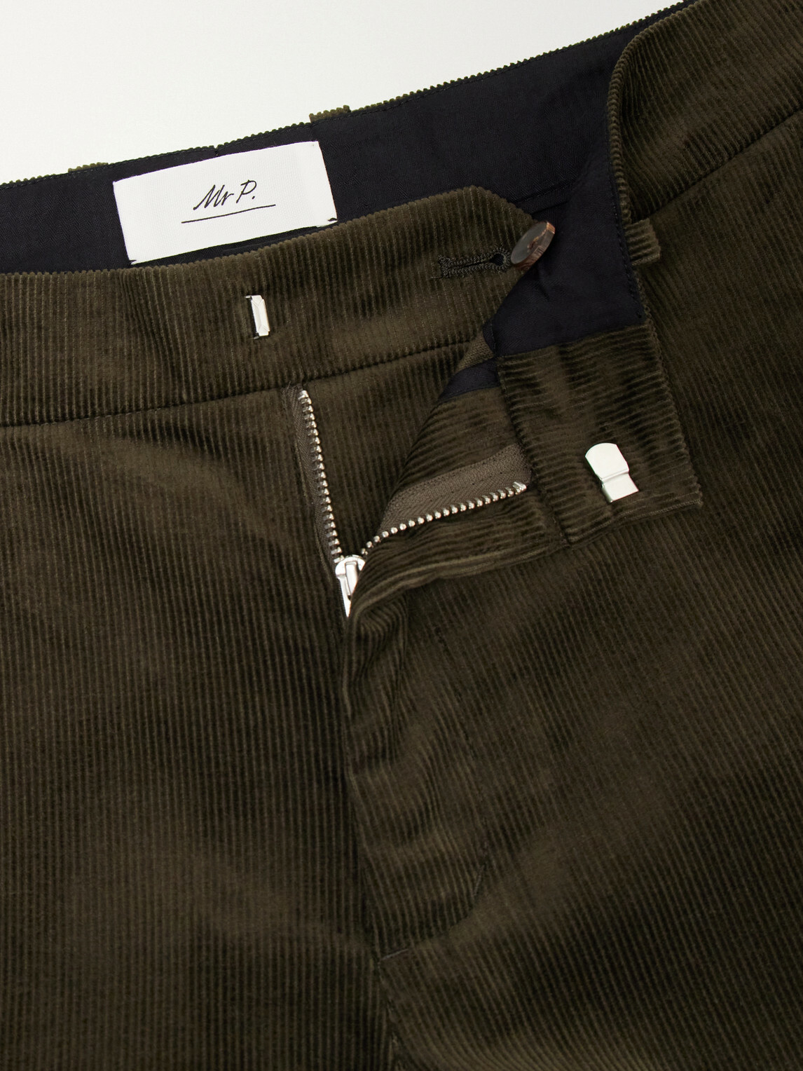 Mr P. - Slim-Fit Straight-Leg Cotton-Corduroy Trousers - Green