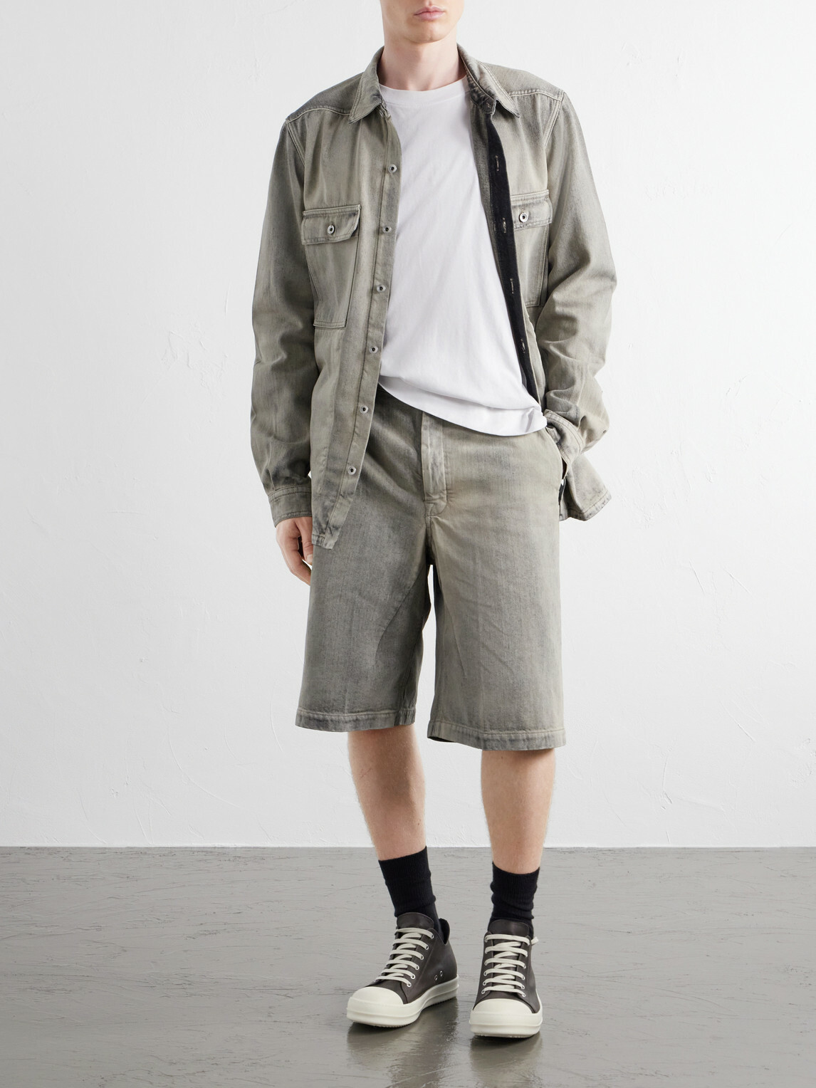 DRKSHDW by Rick Owens - Work Straight-Leg Denim Shorts - Gray