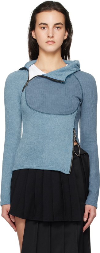 Photo: Andersson Bell Blue Tight Ribbed Combination Hoodie