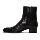 Saint Laurent Black Croc Wyatt Zip Boots