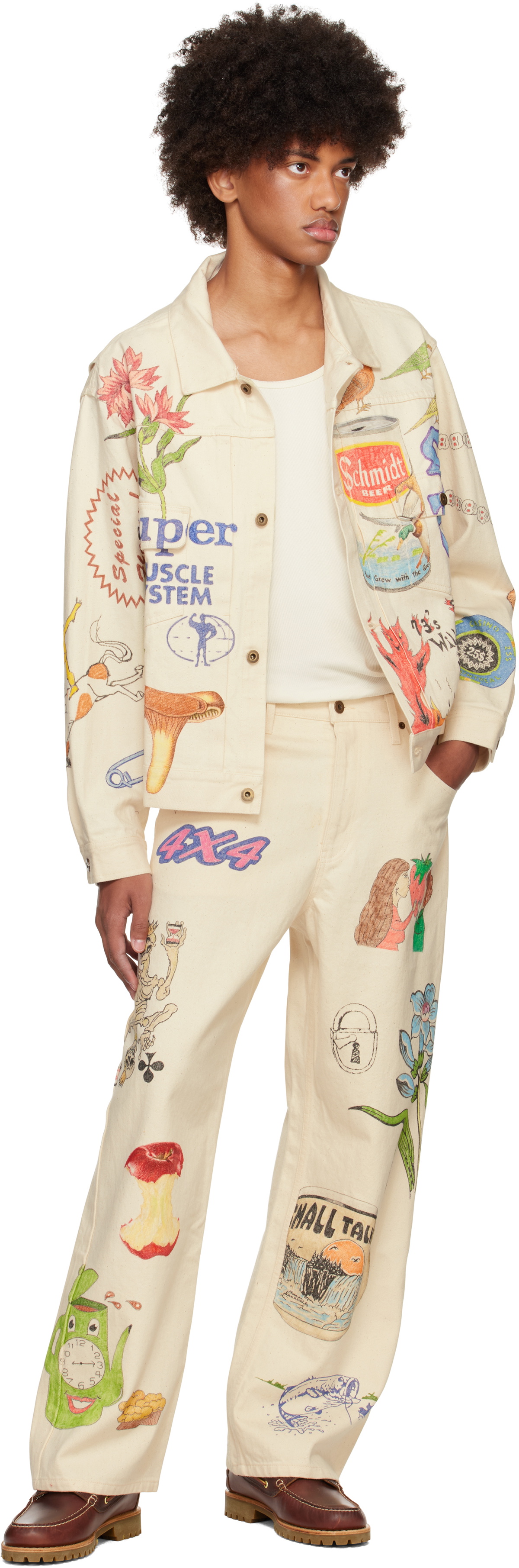Small Talk Studio SSENSE Exclusive Off-White Hand-Drawn Jeans
