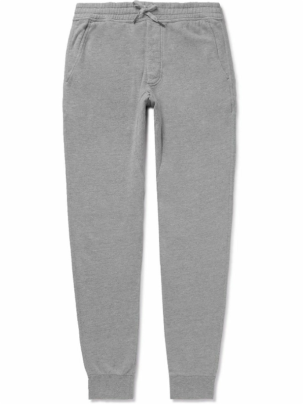Photo: TOM FORD - Tapered Brushed Cotton-Blend Jersey Sweatpants - Gray