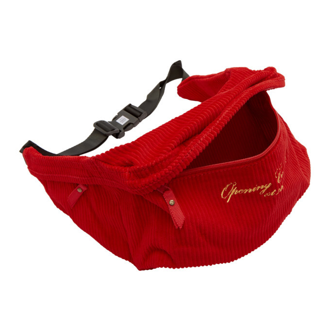 Opening Ceremony ボディバッグ Opening Ceremony Red Corduroy Fanny Pack Opening Ceremony