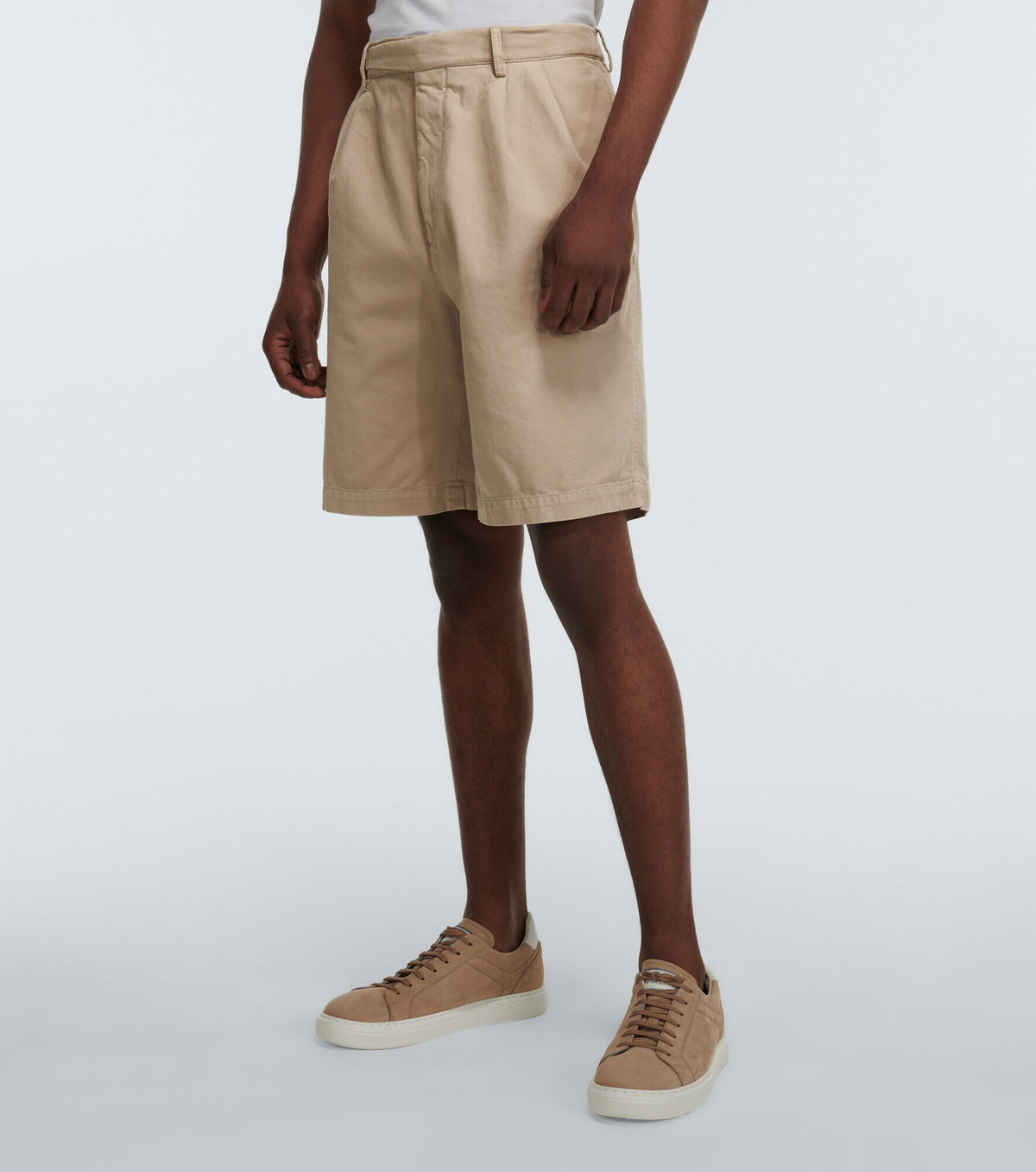 Brunello Cucinelli White Leather Bermuda Shorts main image 0