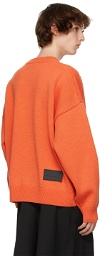 We11done Orange Jacquard Logo Sweater