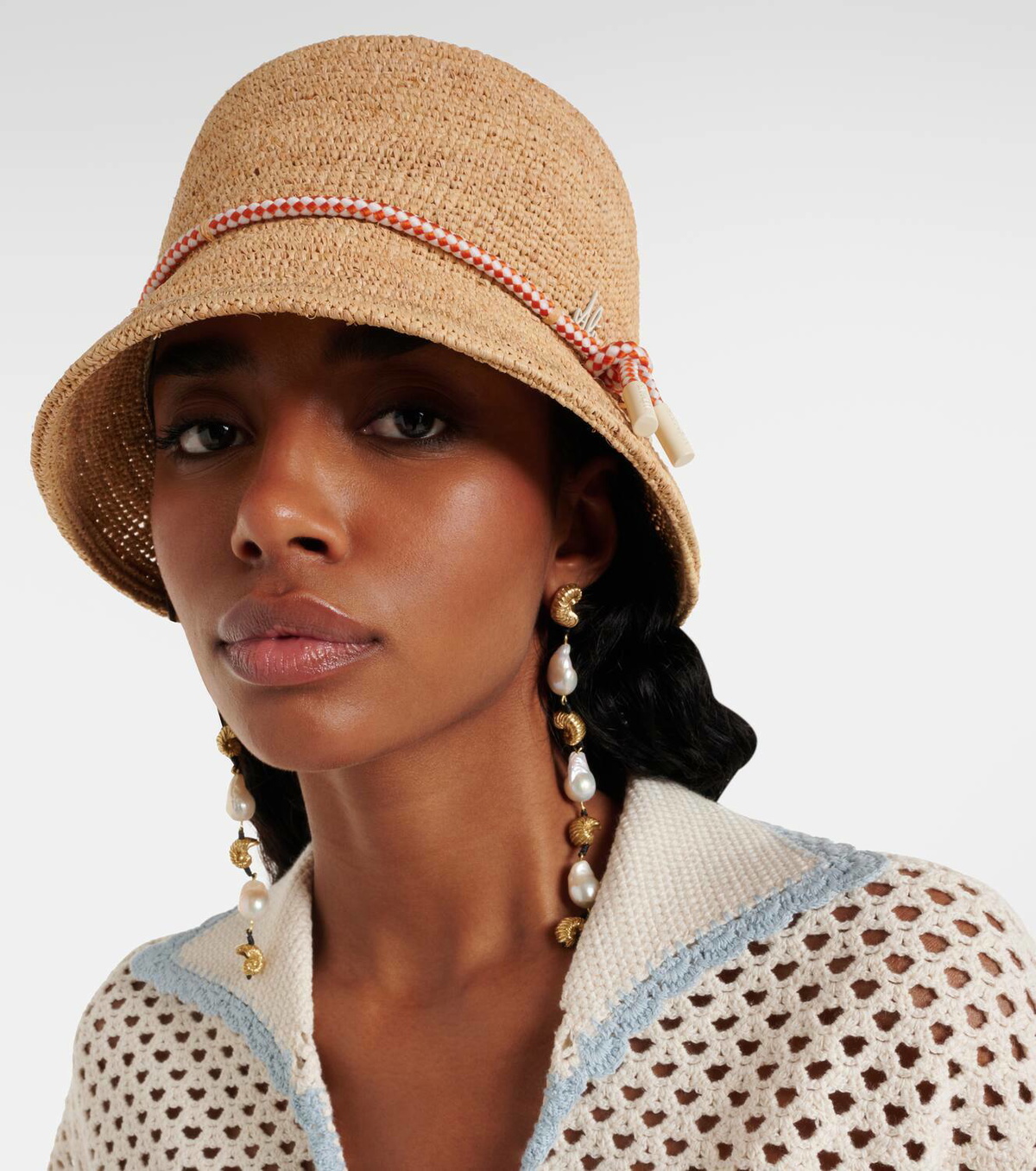 Alémais Sunlit crochet raffia bucket hat