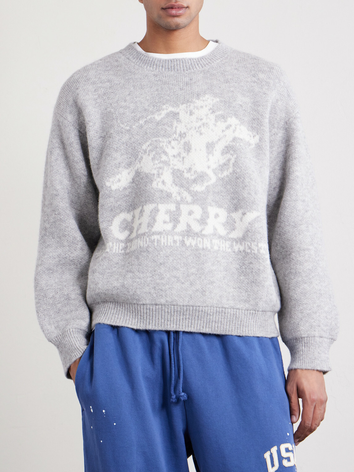 Cherry Los Angeles - Won The West Jacquard-Knit Alpaca-Blend Sweater - Gray