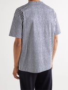 Giorgio Armani - Striped Cotton-Jersey T-Shirt - Blue