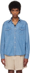 Tonywack Blue Hand-Painted Western Denim Shirt