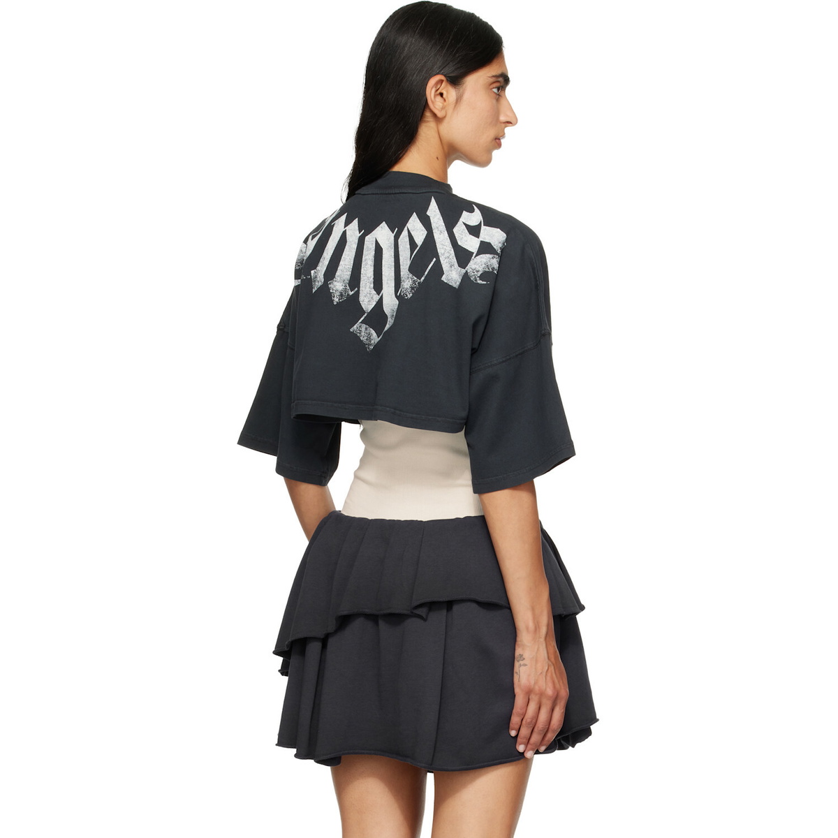 Palm Angels Black Big Neck Logo Mini T-shirt